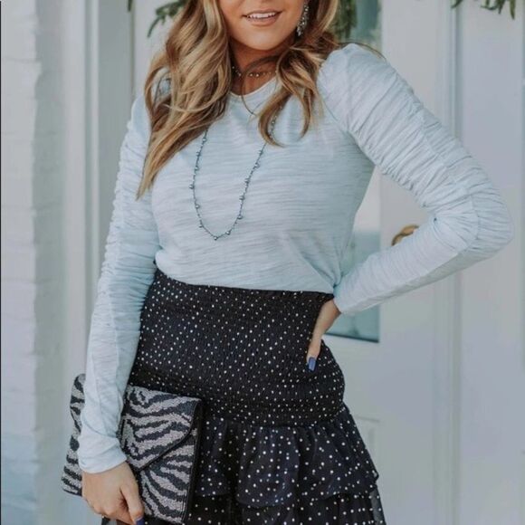 Free People Natasha Long Sleeve Top Light Blue Size XS - Picture 1 of 8